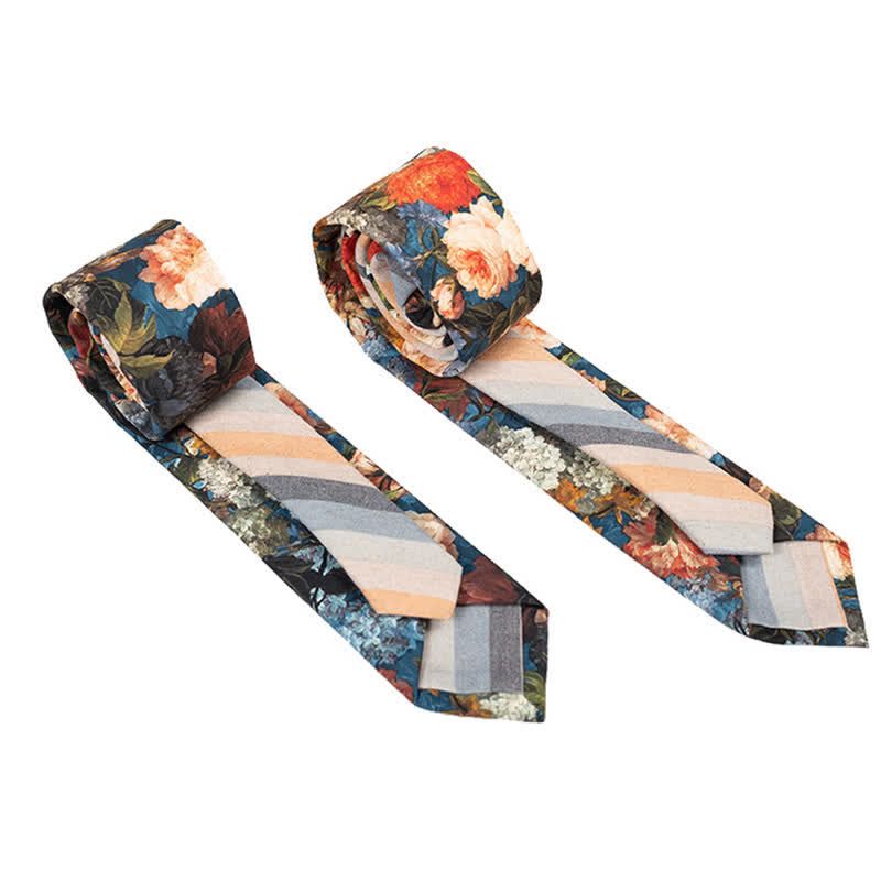 Cravate patchwork florale à carreaux pour homme - Fleur d'oranger - image 38