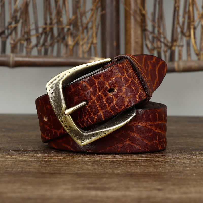 Ceinture en cuir à motif peau de yak rétro pour homme