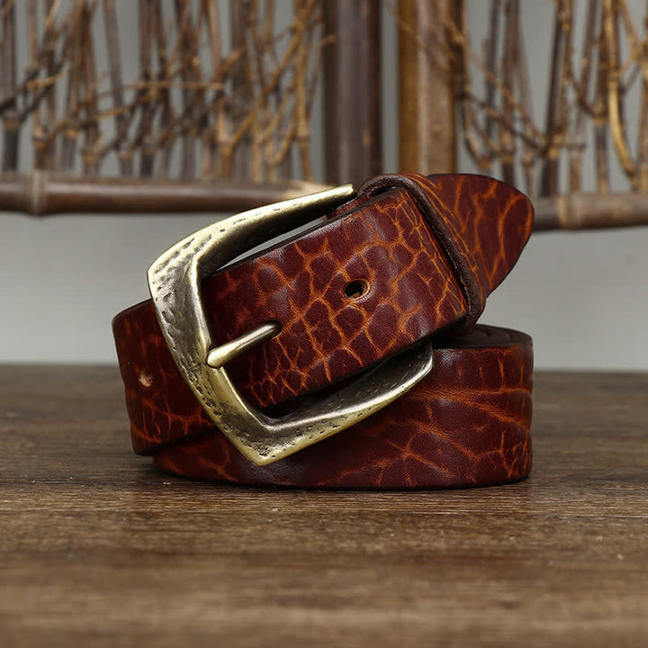 Ceinture en cuir à motif peau de yak rétro pour homme