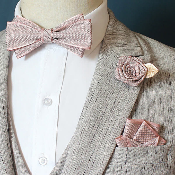 Ensemble de 3 nœuds papillons à micro-carreaux pour homme