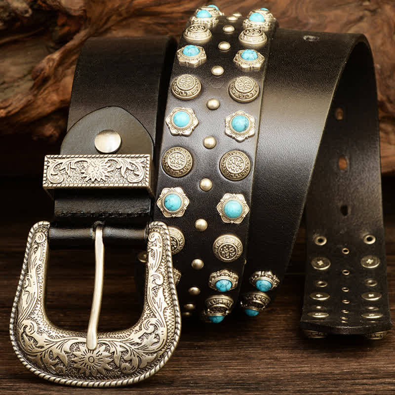 Ceinture unisexe luxueuse avec accents turquoise