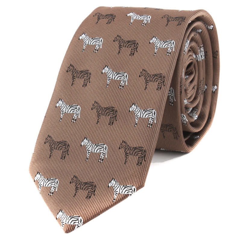 Cravate pour homme à motifs d'animaux et de poker - Zèbre brun - image 5