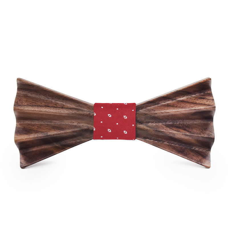 Nœud papillon en bois plié 3D stéréo foncé pour homme - Rouge - image 4