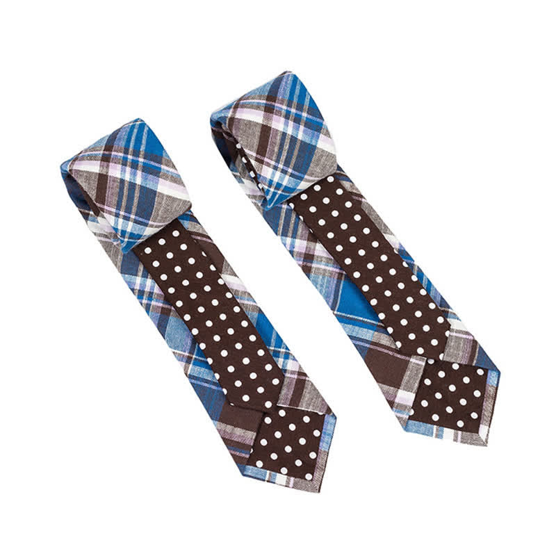 Cravate patchwork florale à carreaux pour homme - Plaid café - image 31