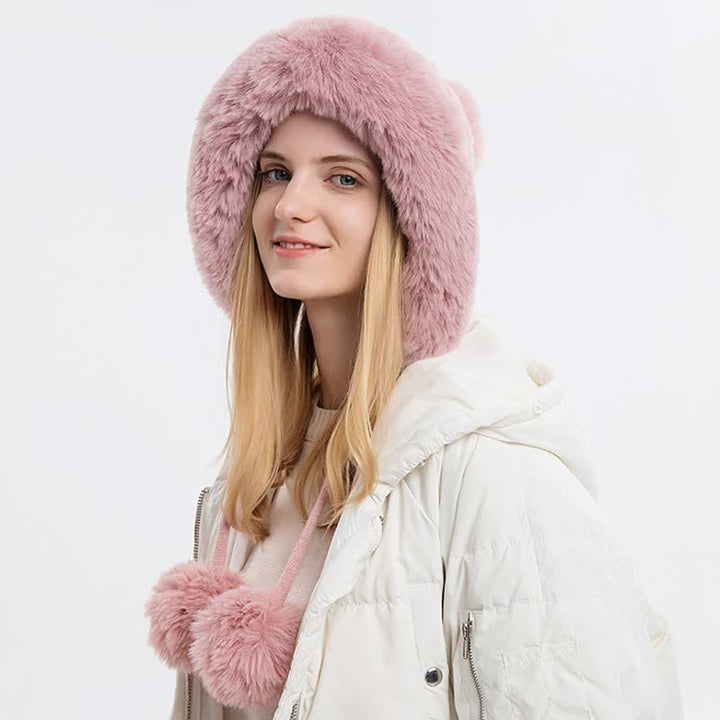 Bonnet tricoté chaud et épais à trois pompons pour femme - Rose - Réglable (21 5/8"-23 5/8") - image 6