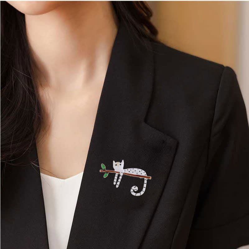 Broche chat à pois pour femme Lazy Kitten