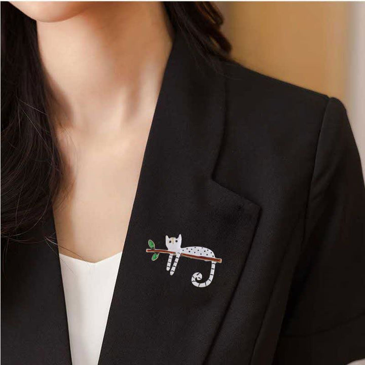 Broche chat à pois pour femme Lazy Kitten