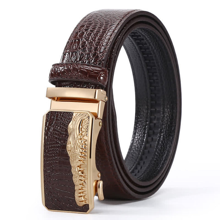 Ceinture en cuir à boucle automatique pour homme, motif crocodile