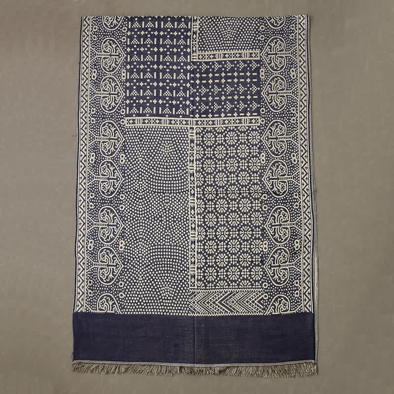 Écharpe ethnique légère en coton et lin pour homme