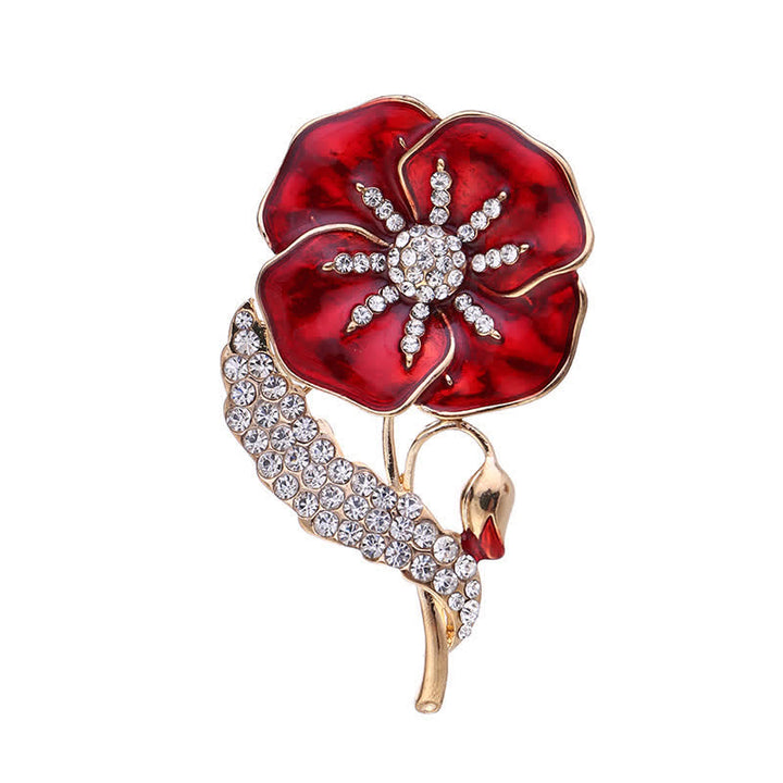 Broche unisexe en strass avec coquelicot pour le Memorial Day