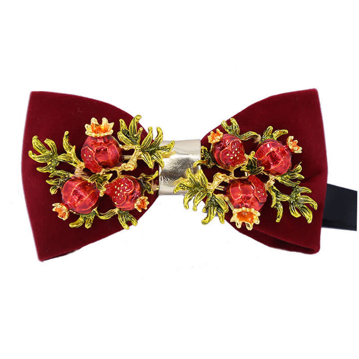 Nœud papillon à fleurs pour homme, bordeaux, motif grenade