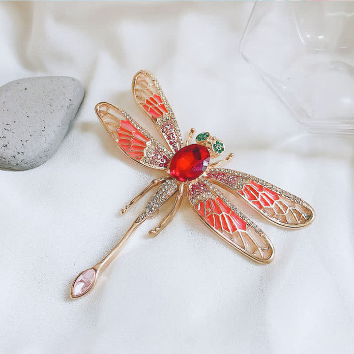 Broche luxueuse en strass pour femme en forme de libellule