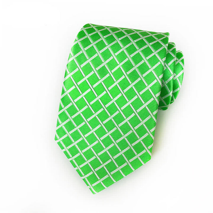 Cravate tissée brillante à carreaux pour homme - Citron vert - image 9