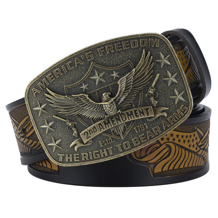 Ceinture en cuir rétro pour homme avec motif aigle America's Freedom