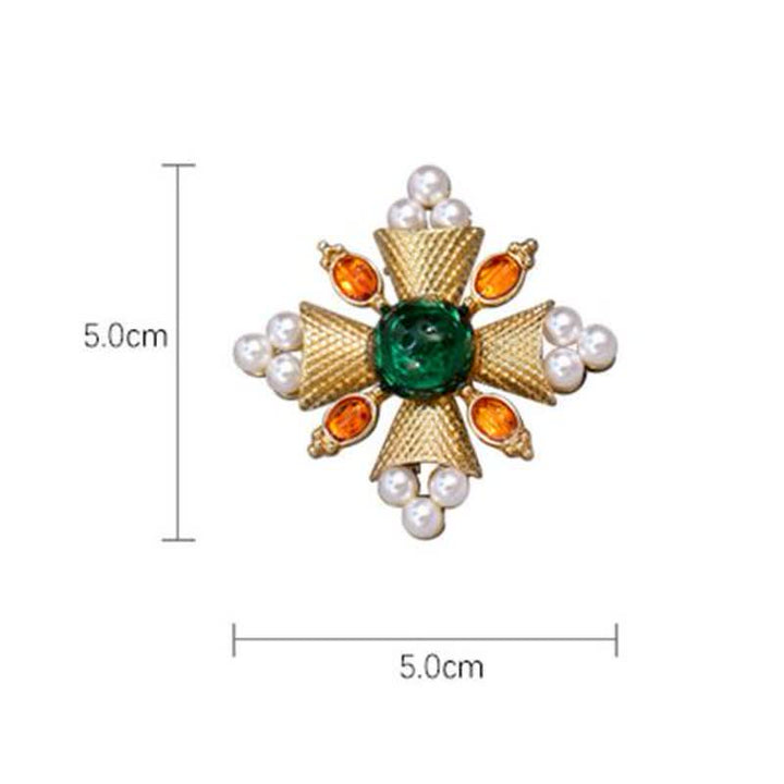 Broche en perles pour femme avec croix baroque impératrice