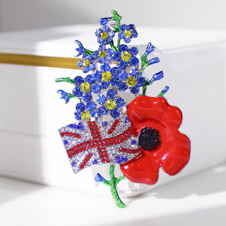 Broche coquelicot multicolore unisexe avec drapeau de l'Union