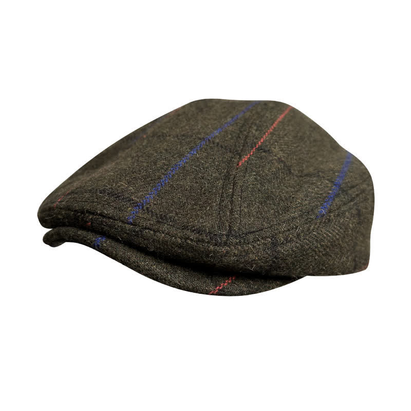 Casquette béret vintage à rayures bleu olive et orange