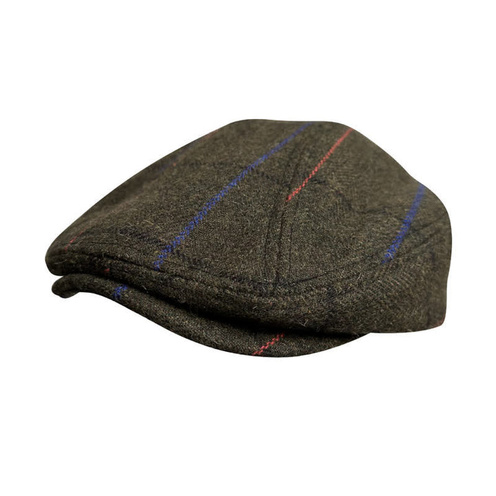 Casquette béret vintage à rayures bleu olive et orange