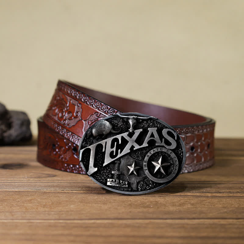 Ceinture en cuir à boucle Texas State Heritage Attitude pour homme
