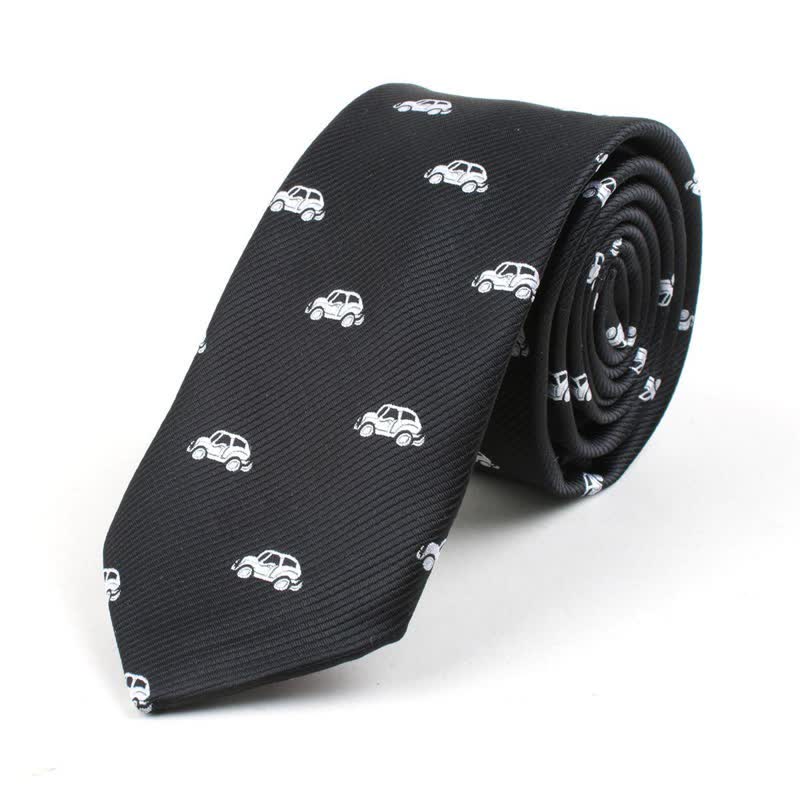 Cravate pour homme à motifs de dessins animés mignons - Voiture noire - image 19