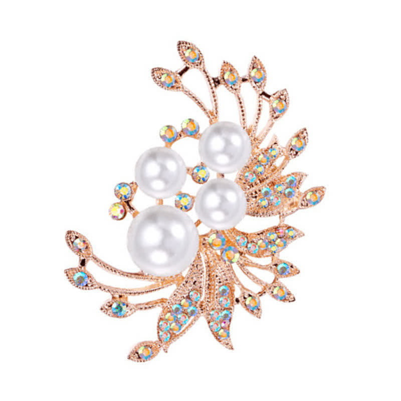 Broche en perles et fleurs de phénix pour femme