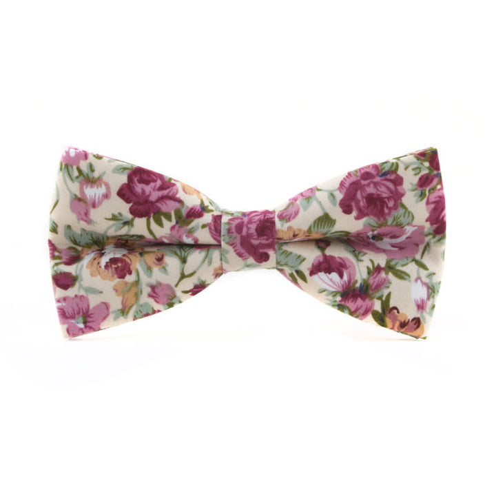 Nœud papillon à fleurs pour homme avec teinture de feuilles de roses