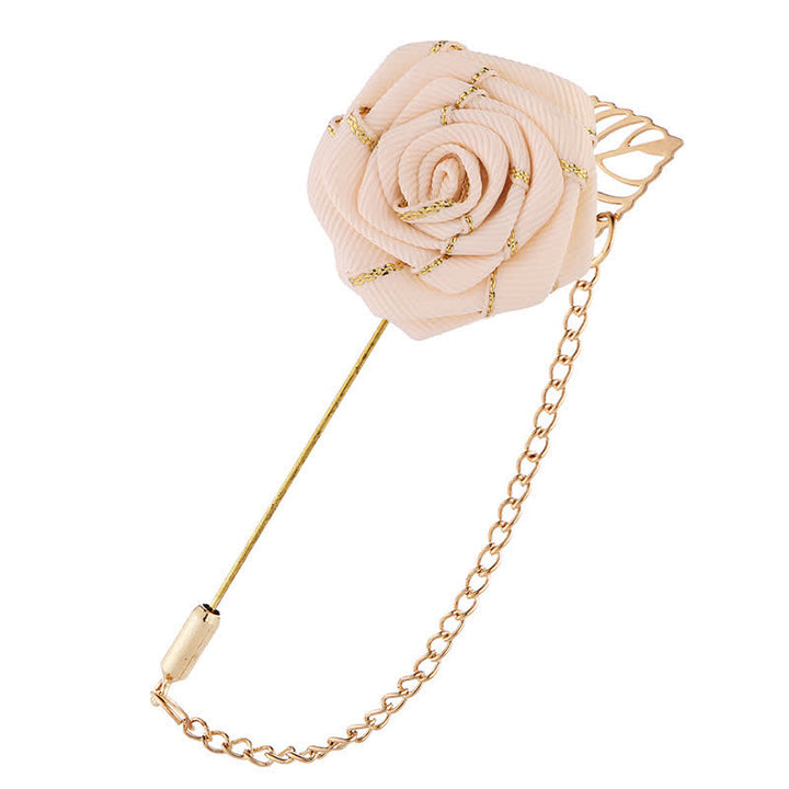 Broche chaîne camélia florale pour homme