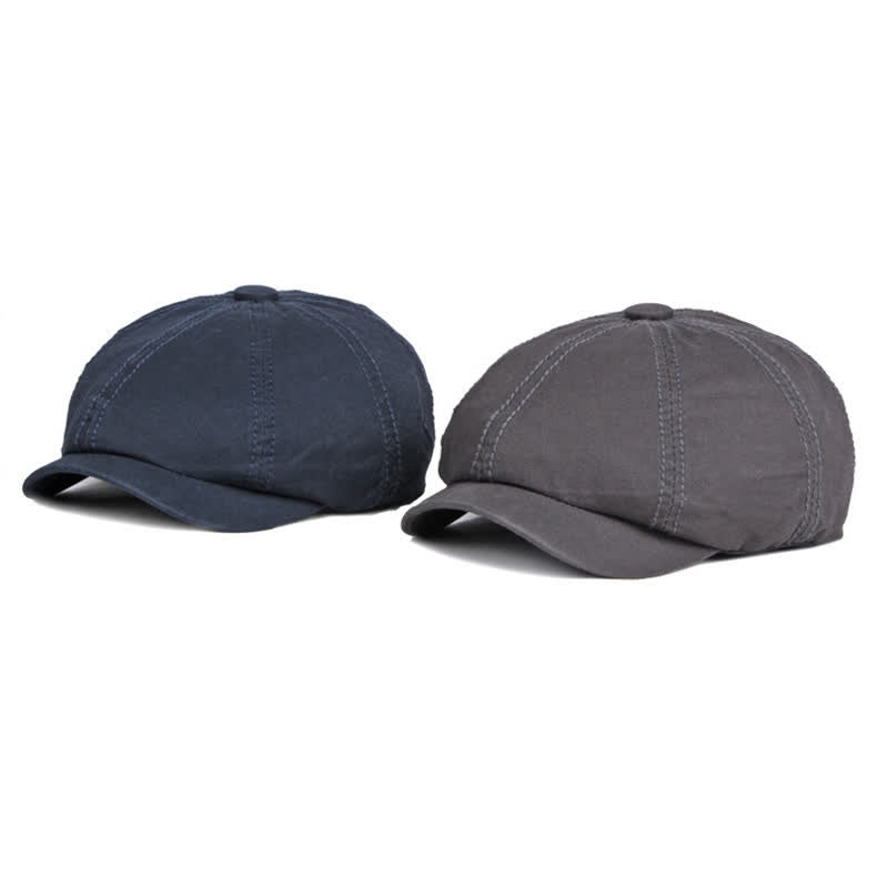 Casquette béret décontractée en coton de couleur unie - image 3
