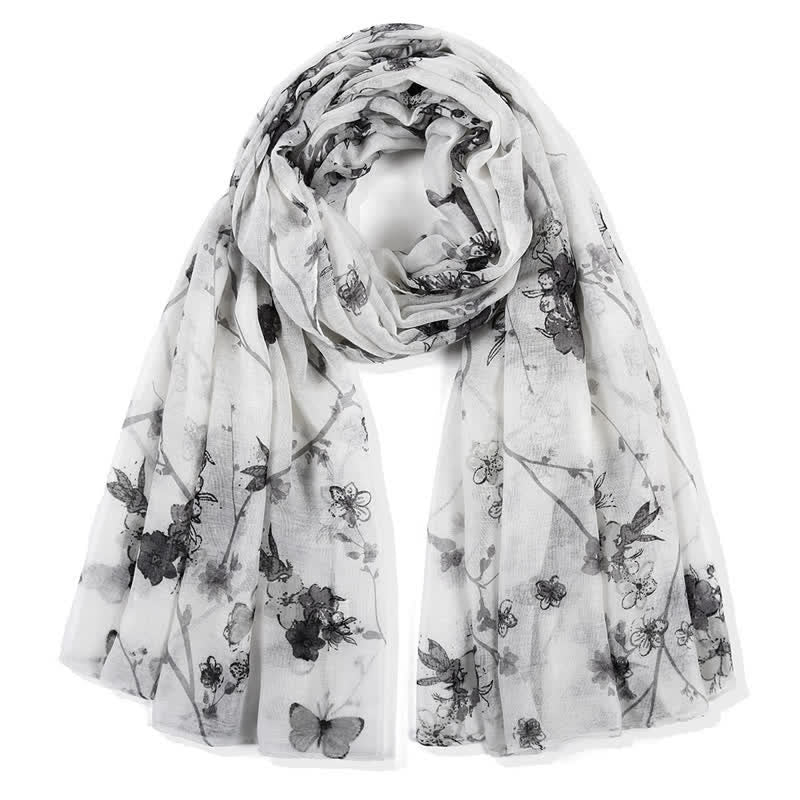 Écharpe longue enveloppante à imprimé floral vibrant et élégant pour femme
