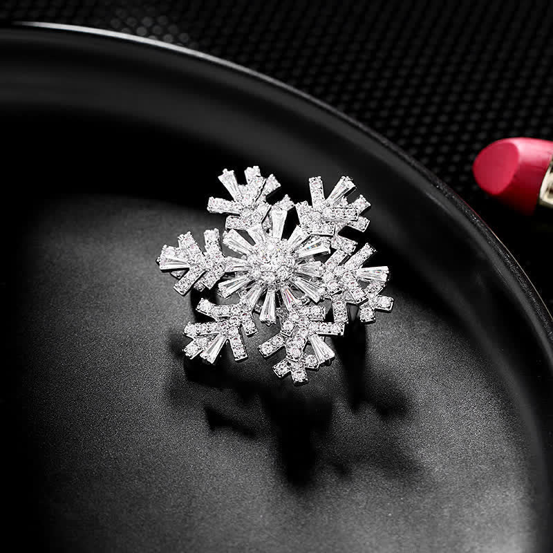 Broche Flocon de Neige Rotative pour Femme