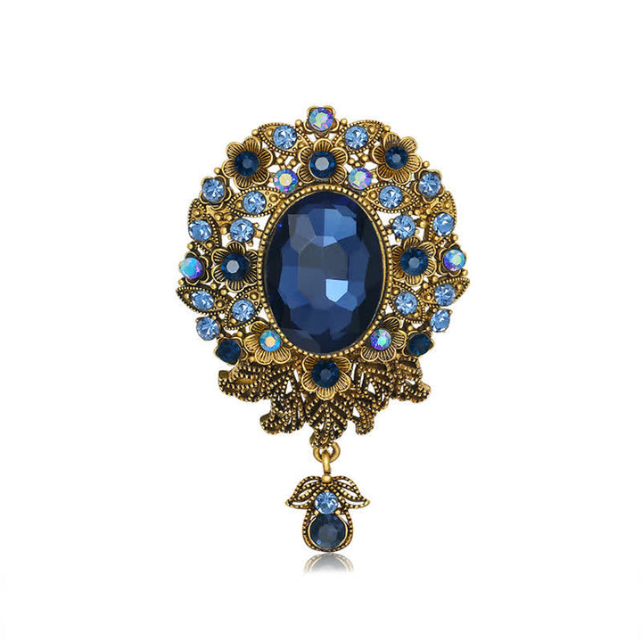 Broche ronde en cristal Boheimia pour femme avec goutte d'eau