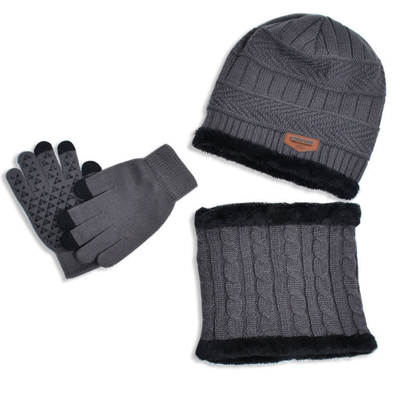 Ensemble bonnet, écharpe, gants tricotés pour adulte et enfant 3 pièces