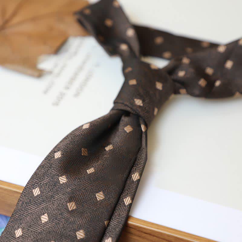 Cravate à rayures pour homme, série couleurs café, motif cachemire