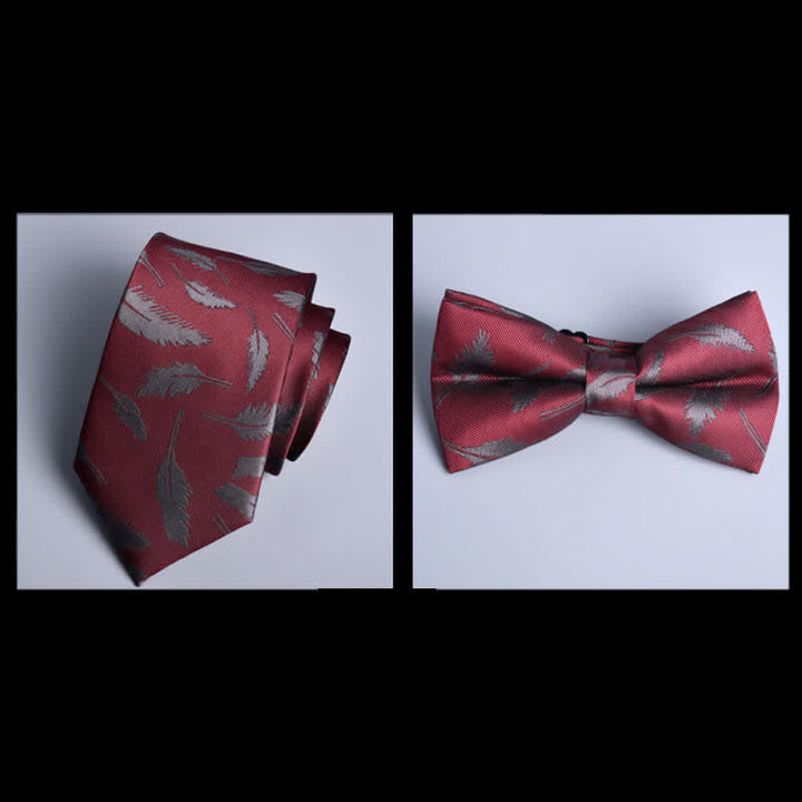 Lot de 8 nœuds papillon en forme de fleur et de feuilles rouge foncé - Coffret cadeau - image 1