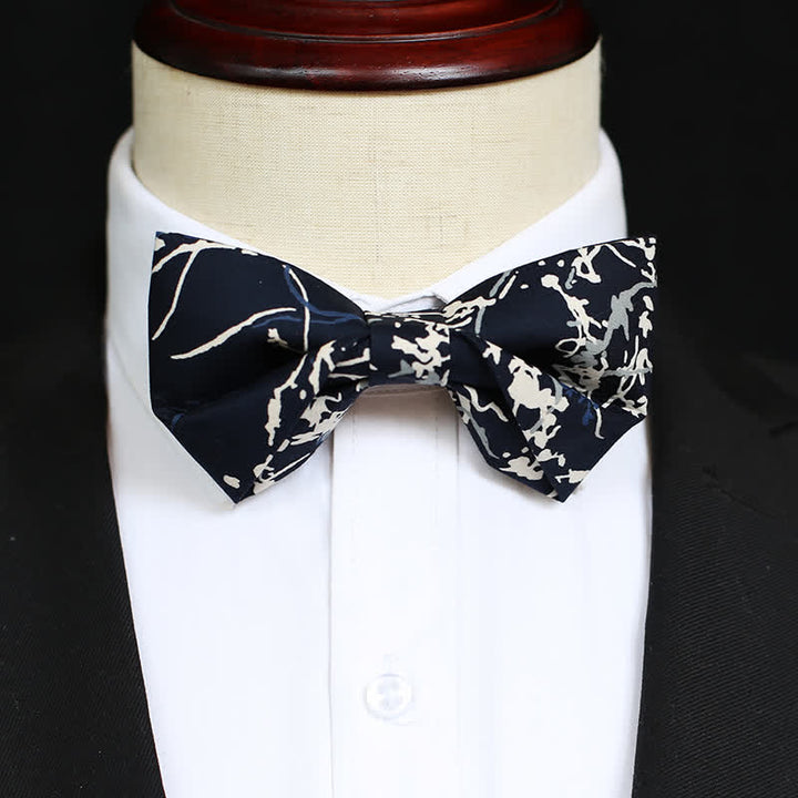 Nœud papillon graffiti bleu marine et blanc pour homme