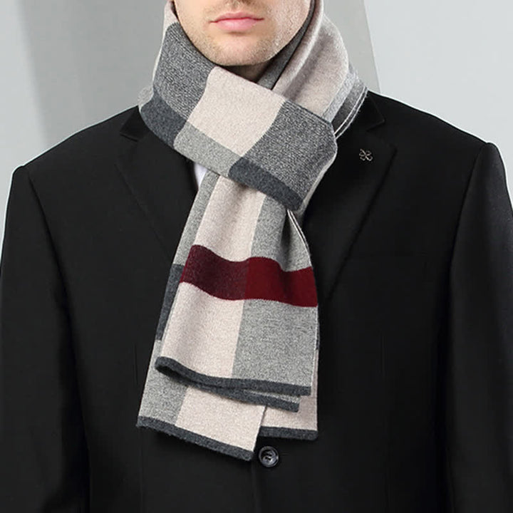 Écharpe en pure laine à carreaux pour homme, idéale pour les loisirs et les affaires
