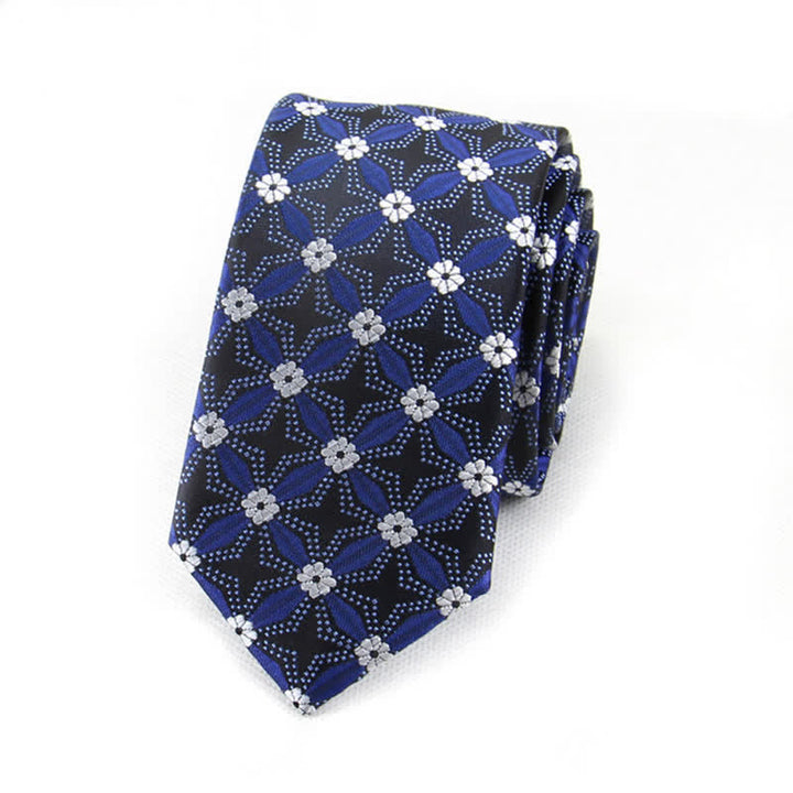 Cravate géométrique brodée de fleurs pour homme