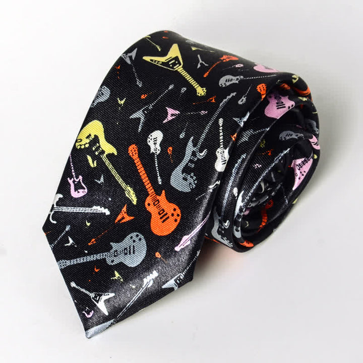 Cravate pour homme avec notes de musique de piano - Guitare colorée - image 12