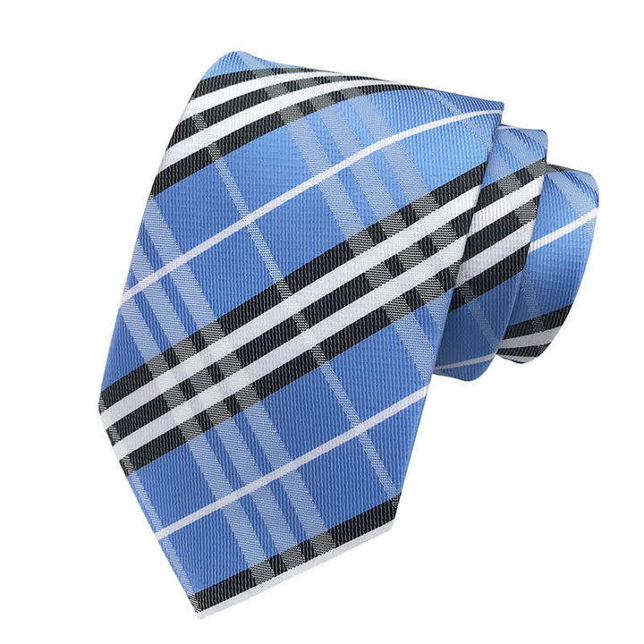 Cravate classique à carreaux écossais pour homme - Bleu ciel - image 2
