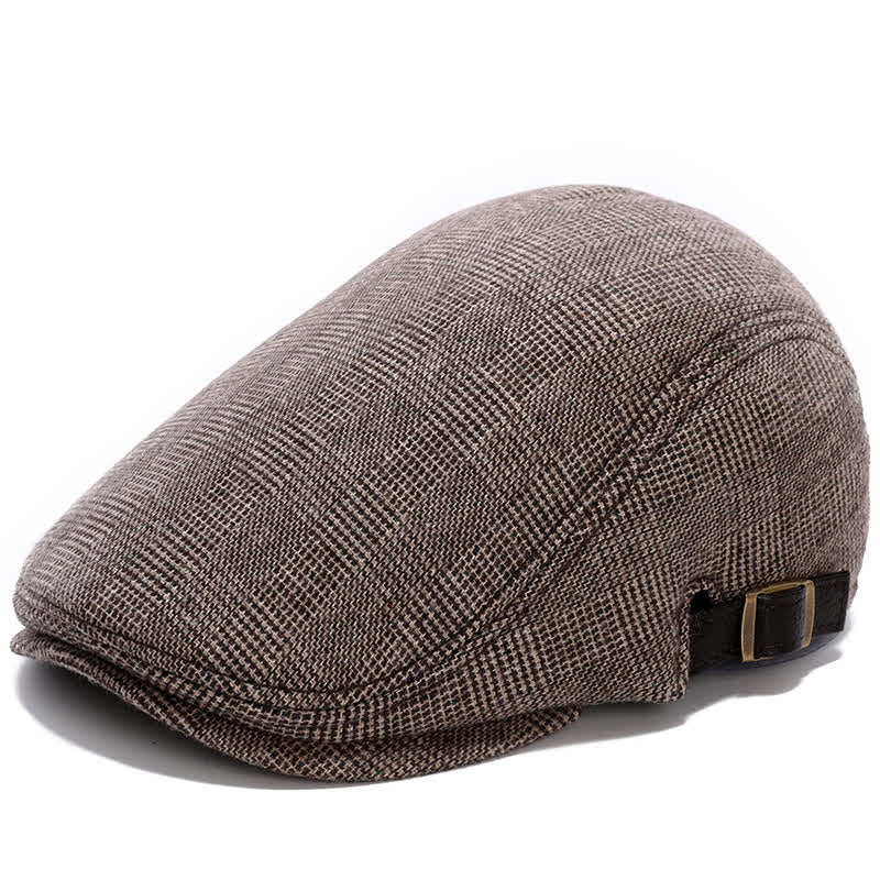 Béret plat en cuir avec boucle réglable