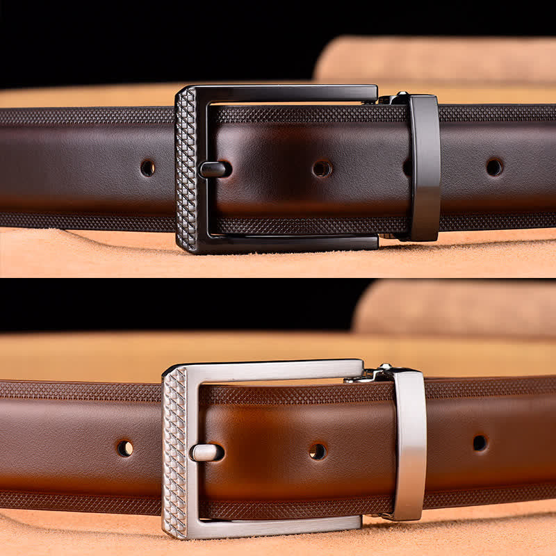 Ceinture en cuir noir et argent noble pour homme