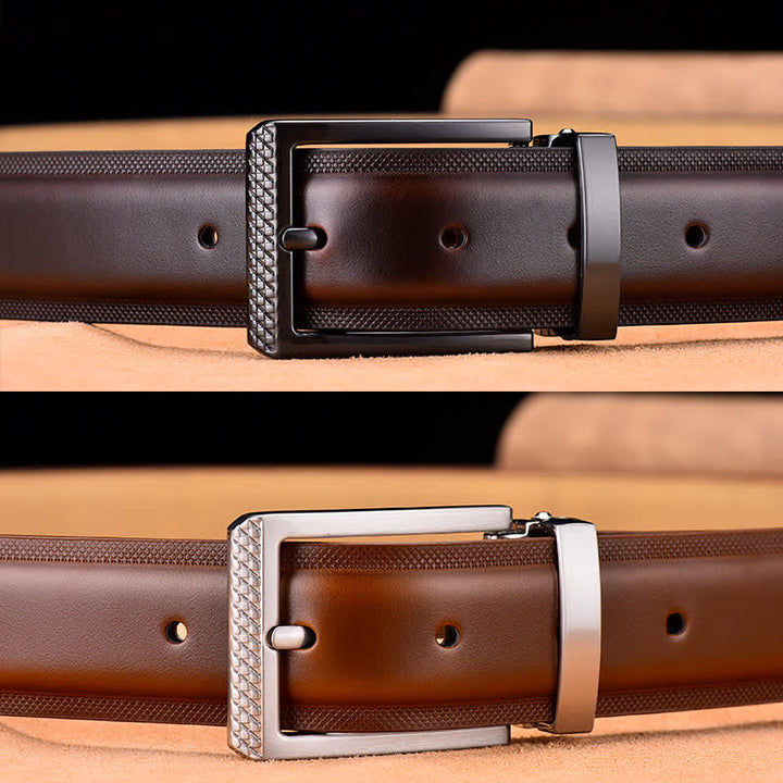 Ceinture en cuir noir et argent noble pour homme