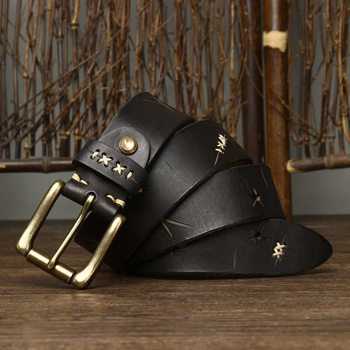 Ceinture en cuir sculpté fantaisie vintage pour homme