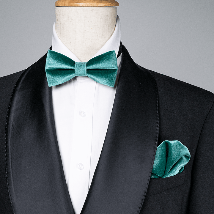Nœud papillon en velours uni vert sarcelle pour homme