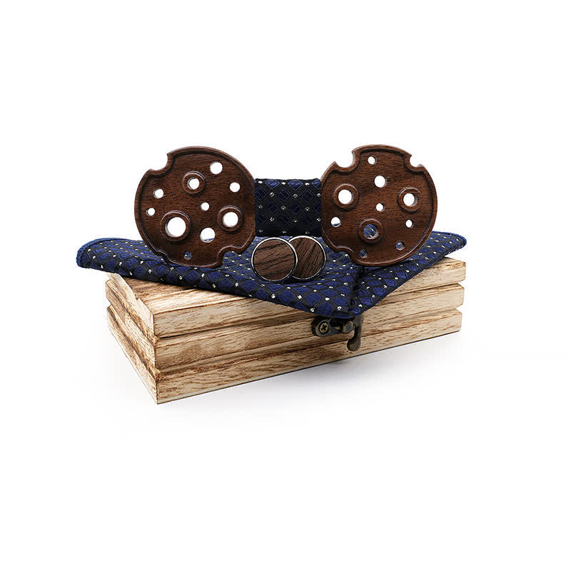 Lot de 3 nœuds papillon en bois pour homme avec cercle creux