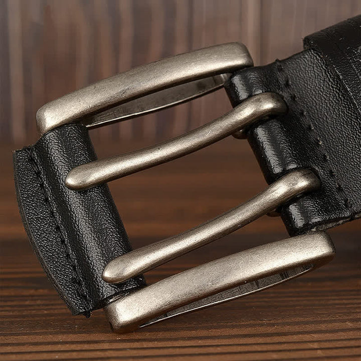 Ceinture en cuir à double ardillon pour homme