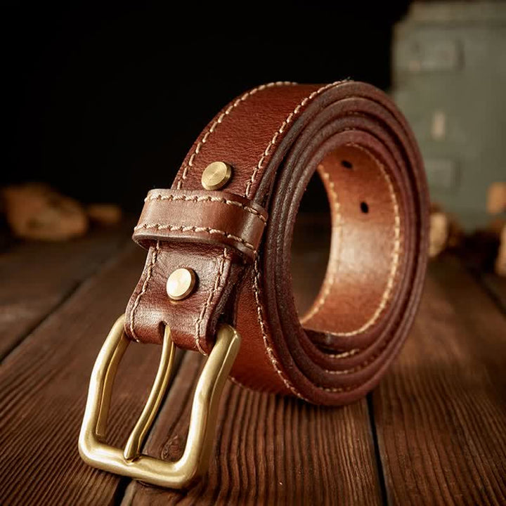 Ceinture en cuir vintage à boucle simple pour homme