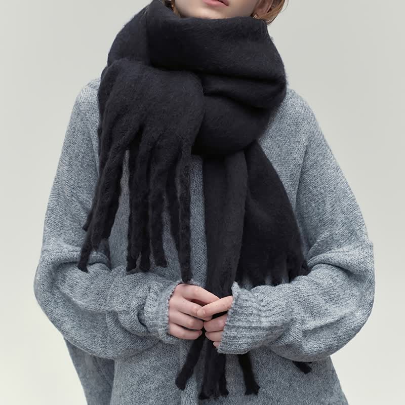 Écharpe épaisse et douce de couleur unie pour femme