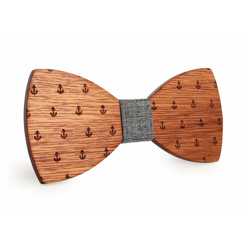 Nœud papillon en bois pour homme avec ancre de bateau