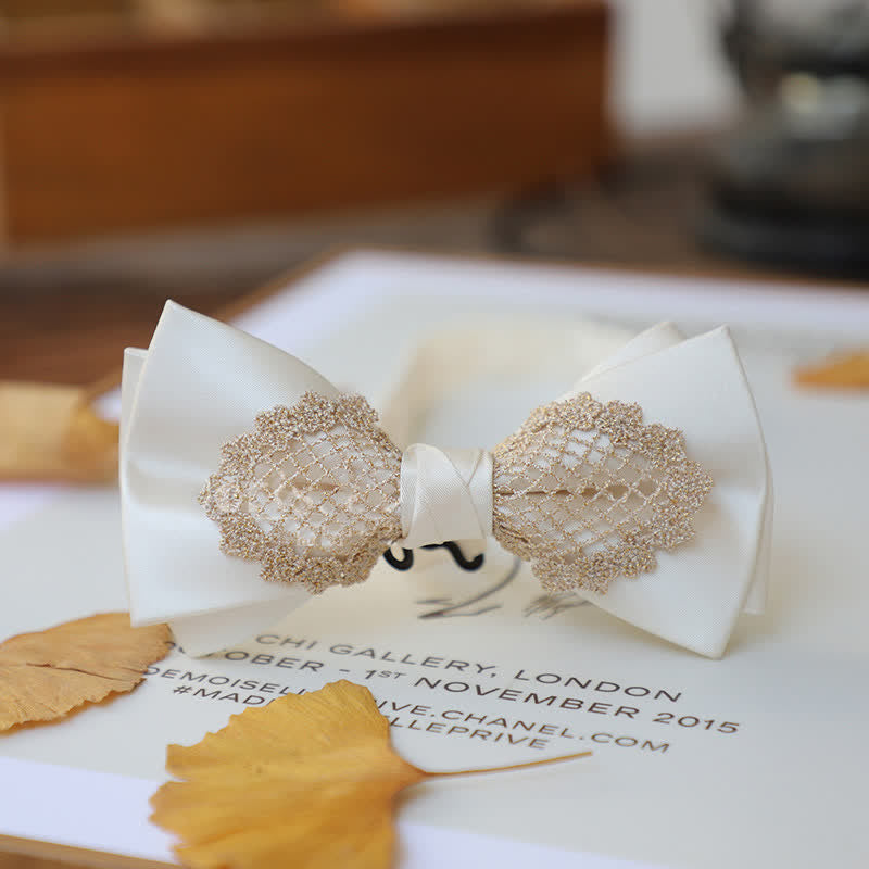 Nœud papillon élégant en dentelle fleurie pour homme